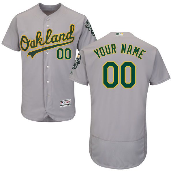 Men Oakland Athletics Majestic Road Gray Flex Base Authentic Collection Custom MLB Jersey
